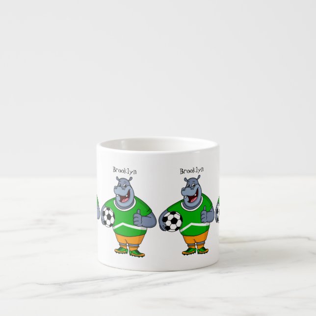 Funny hippo soccer player cartoon illustration espressomugg (Framsidan)