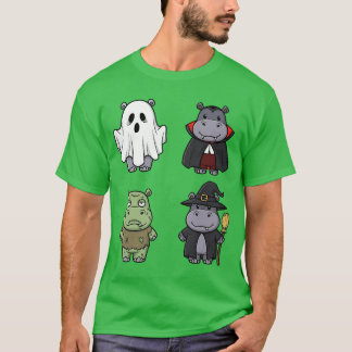 Funny Hippo Spooky Ghost Boo Horror Pumpkin Hippo  T Shirt