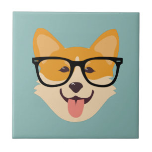 Funny Hipster Corgi Kakelplatta