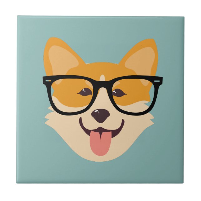 Funny Hipster Corgi Kakelplatta (Framsidan)