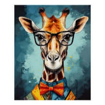 Funny Hipster Giraffe Zoo Animals Wildlife Urban