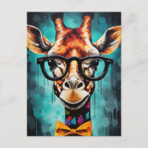 Funny Hipster Giraffe Zoo Animals Wildlife Urban