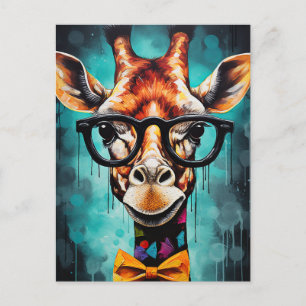 Funny Hipster Giraffe Zoo Animals Wildlife Urban Vykort