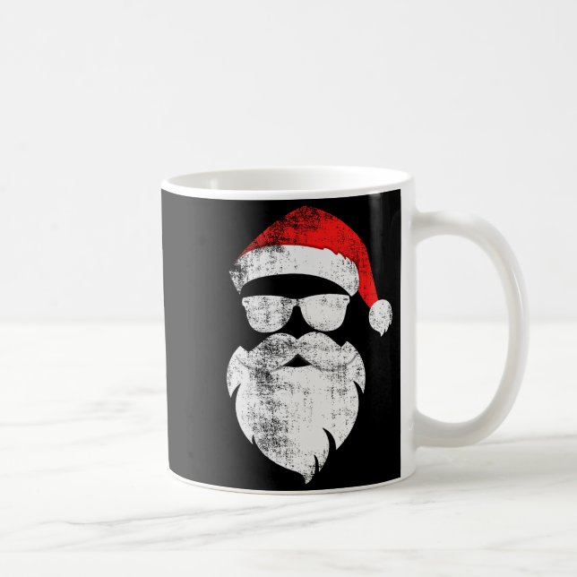 Funny Hipster Santa Face With Hat Beard &amp; Gles Kaffemugg (Höger)