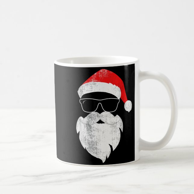 Funny Hipster Santa Face With Hat Beard &amp; Gles Kaffemugg (Höger)