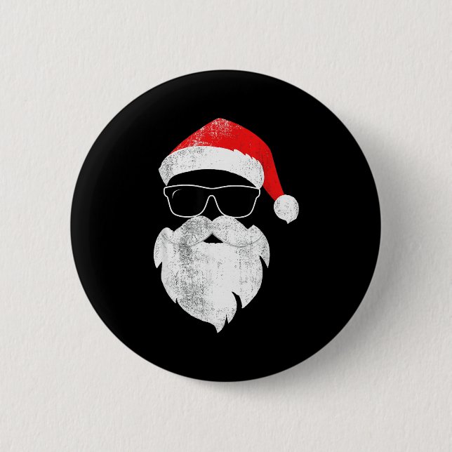 Funny Hipster Santa Face With Hat Beard &amp; Gles Knapp (Framsida)