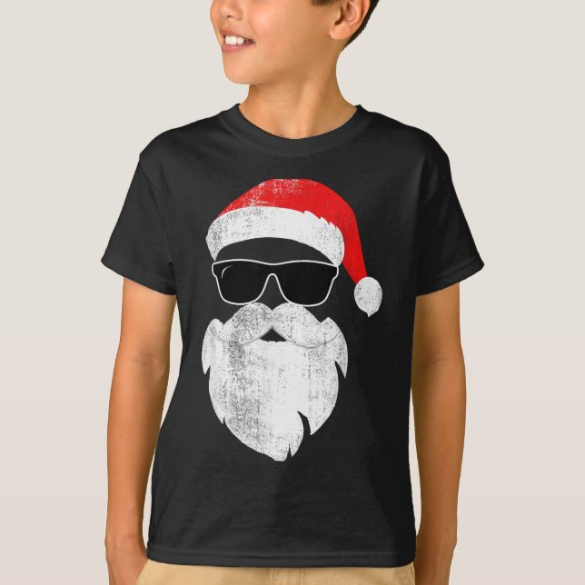 Funny Hipster Santa Face With Hat Beard &amp; Gles T Shirt (Framsida)
