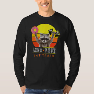 Funny Hiss Fast Eat Sopor Workout Raccoon Donut T Shirt