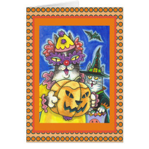 FUNNY HISS N'FITZ HALLOWEEN CATS GREETING CARD V OBS KORT