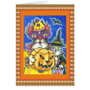 FUNNY HISS N'FITZ HALLOWEEN CATS GREETING CARD V OBS KORT