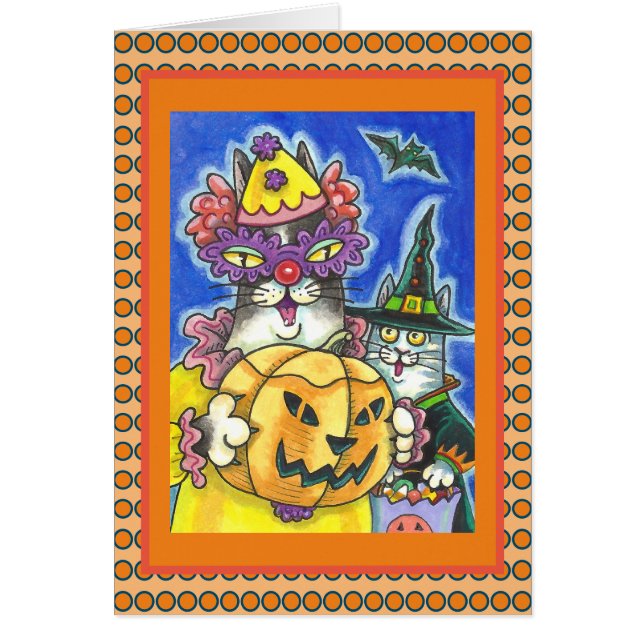 FUNNY HISS N'FITZ HALLOWEEN CATS GREETING CARD V OBS KORT (Framsidan)
