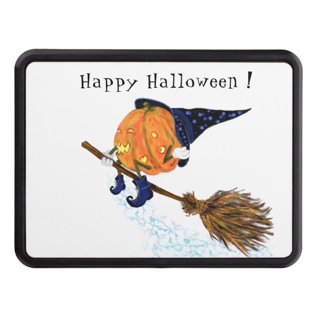 Funny Hitch Cover Halloween Witch Pumpkin Flies Dragkroksskydd (Framsidan)
