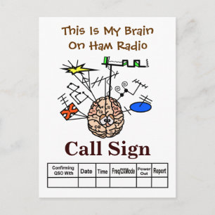 Funny hjärna på Ham Radio QSL-kort Vykort