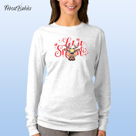 Funny Hjort Antlers Låt det snöa Helgdag Fawn 🦌 ❄ T Shirt