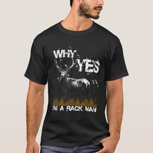 Funny Hjort Hunting Elk Moose Rack Man Gift T Shirt (Framsida)