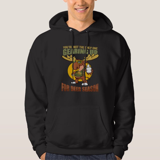 Funny Hjort Hunting I Moose Hunter Hiking Camping  Hoodie (Framsida)