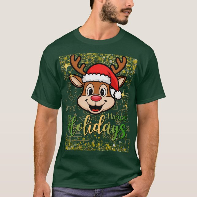 Funny Hjort Wishing Glad helg T Shirt (Framsida)
