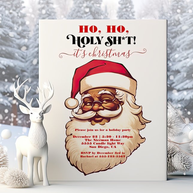 Funny Ho Ho Heliga African American Santa jul Inbjudningar (Skapare uppladdad)