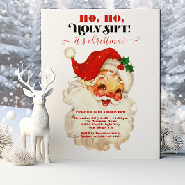 Funny Ho Ho Heliga Retro Santa Ansikte jul Party Inbjudningar
