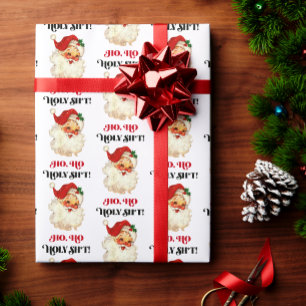 Funny Ho Ho Heliga Retro Santa Ansikte jul Presentpapper