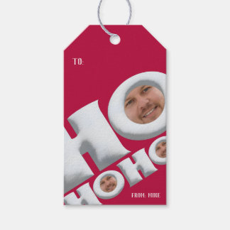 Funny “HO HO HO”Christmas Gift Tag with Your Photo Presentetikett