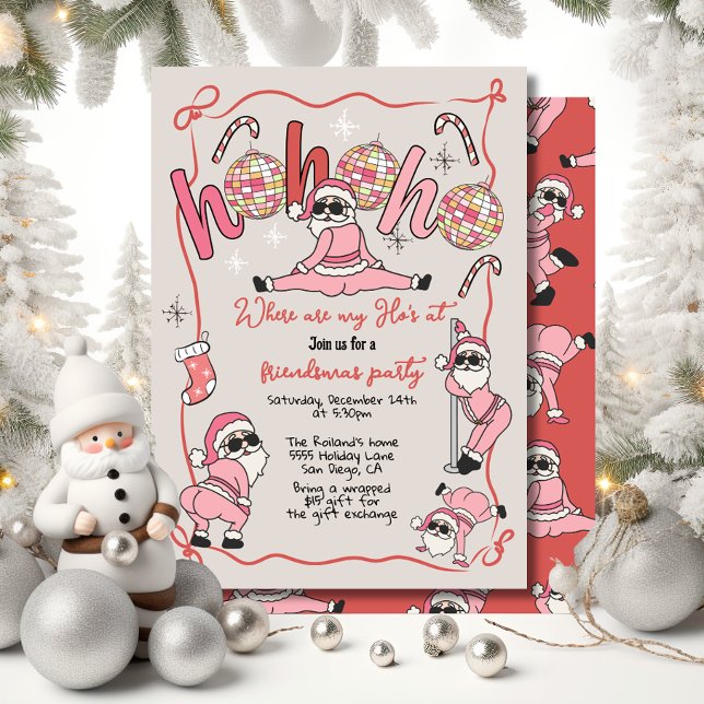 Funny Ho Ho Ho Hos Friendsmas Vuxen jul Party Inbjudningar (Skapare uppladdad)