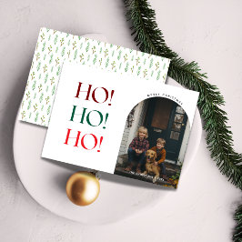 Funny Ho Ho Ho Jul Arch Photo Träd Mönster Julkort