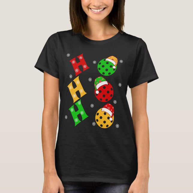 Funny Ho Ho Ho Pickleball jul T Shirt (Framsida)