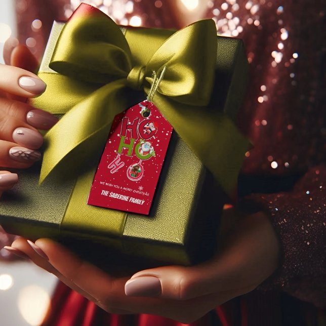 Funny HO HO HO Retro-Helgdag jul Presentetikett (Skapare uppladdad)