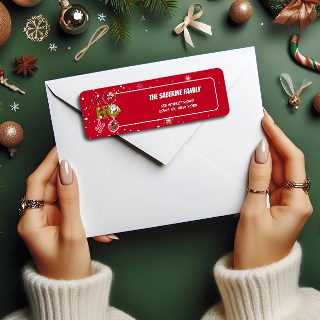 Funny HO HO HO Retro-julretur - Helgdag Returadress Etikett (Skapare uppladdad)