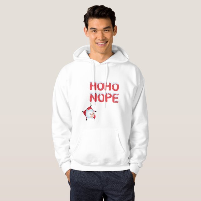 Funny Ho Ho Nope Christmas Hoodie (Hel framsida)