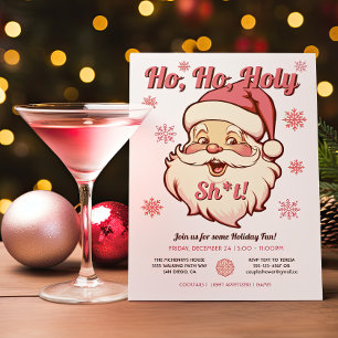 Funny Ho Ho Retro Santa Party Inbjudningar