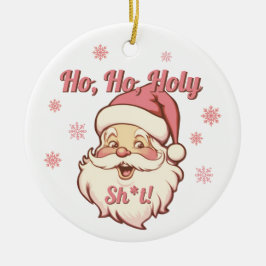 Funny Ho Ho Retro Santa Party Julgransprydnad Keramik