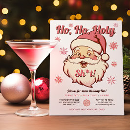 Funny Ho Ho Retro Santa Party Julkort