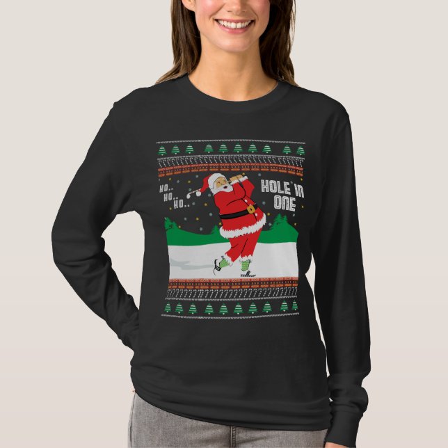 Funny Ho Ho Ugly Santa Golf Julsötare J T Shirt (Framsida)