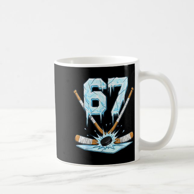 Funny Hockey 67 Meme 6-7 Six Seven Gen Alpha Ice H Kaffemugg (Höger)