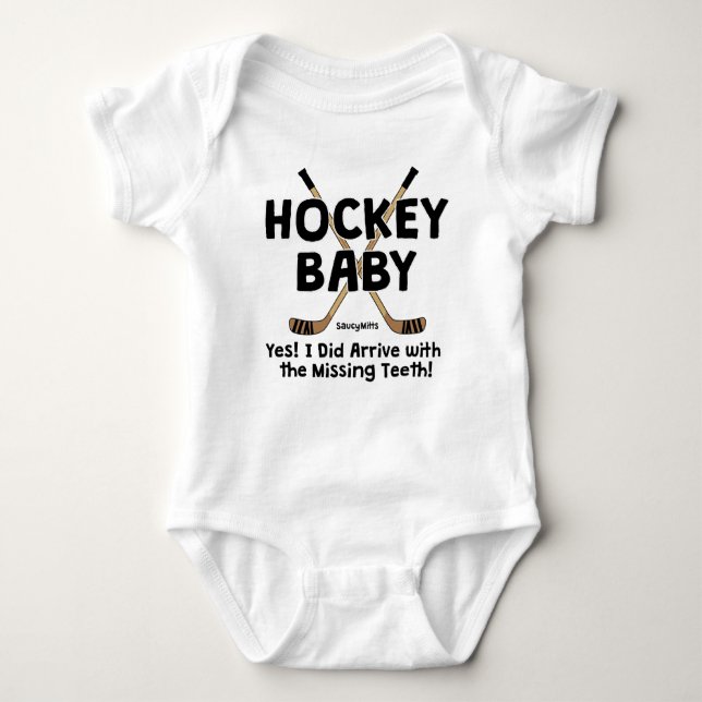 Funny Hockey Baby Saksing Teeth Infant Tröja (Framsida)