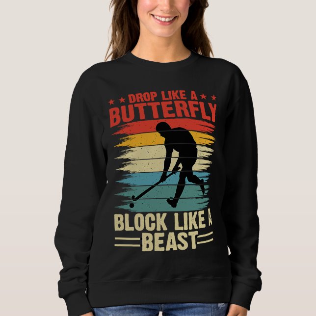 Funny Hockey Drop Like A Butterfly Block Like A Be T Shirt (Framsida)