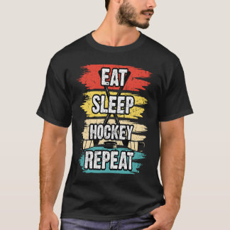 Funny Hockey Eat Ssov Hockey Upprepa Vintage 70 s T Shirt