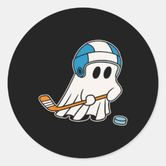 Funny Hockey Ghost Spelar Hockey Älskare Hallowee Runt Klistermärke