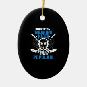 Funny Hockey Goalie Mask Pun Ice Hockey Julgransprydnad Keramik