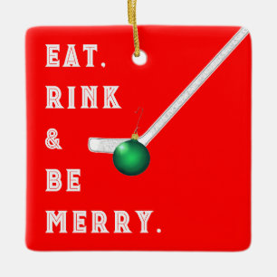 Funny Hockey Helgdag Gift Ceramic Ornament