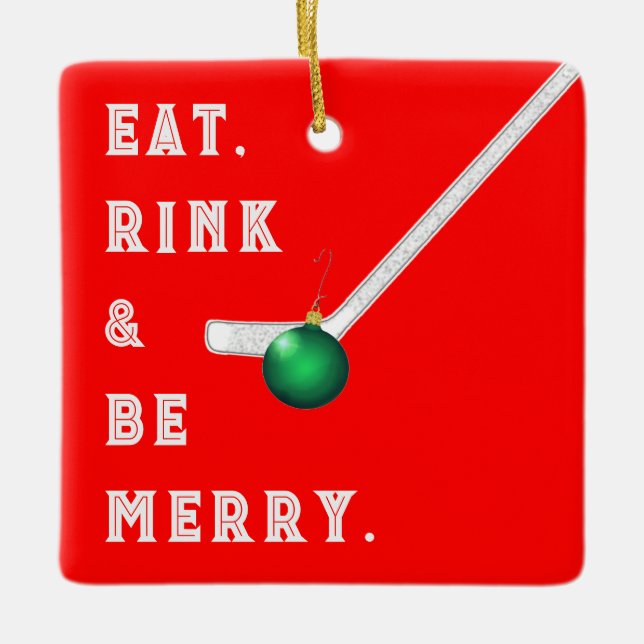 Funny Hockey Helgdag Gift Ceramic Ornament (Framsida)
