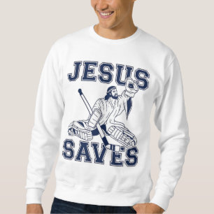 Funny Hockey - Jesus Saves - Goalie Lång Ärmad Tröja
