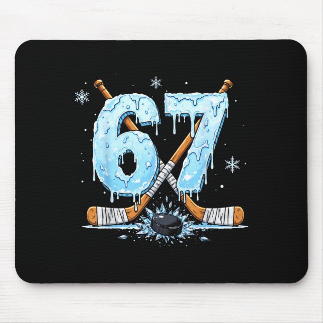 Funny Hockey Lovers Drip 6-7 Number Six Seven Puck Musmatta (Framsidan)