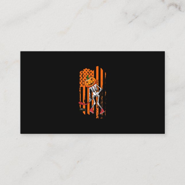 Funny Hockey Player Fläkt Gift Skeleton Halloween Visitkort (Framsida)