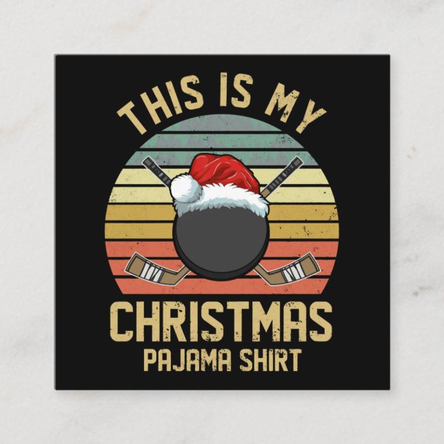 Funny Hockey Player God jul Quarantine Fyrkantigt Visitkort (Framsida)