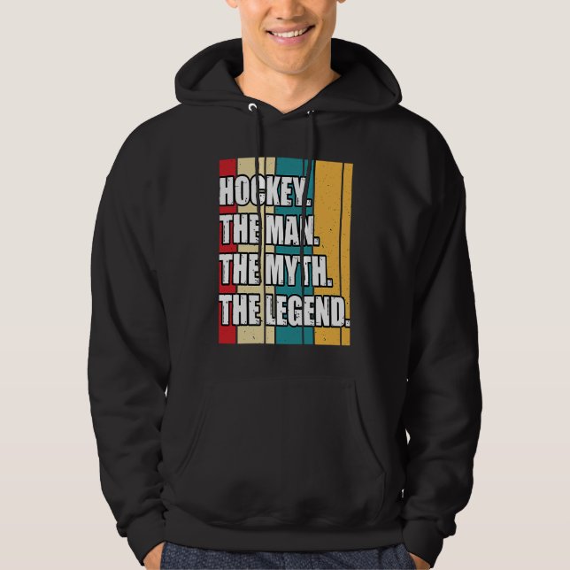 Funny Hockey The Man The Myth The Legend Retro Vin Hoodie (Framsida)