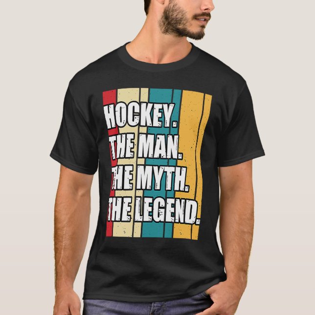 Funny Hockey The Man The Myth The Legend Retro Vin T Shirt (Framsida)