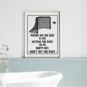Funny Hockey Thmet Bathroom Peeing på sätet Poster